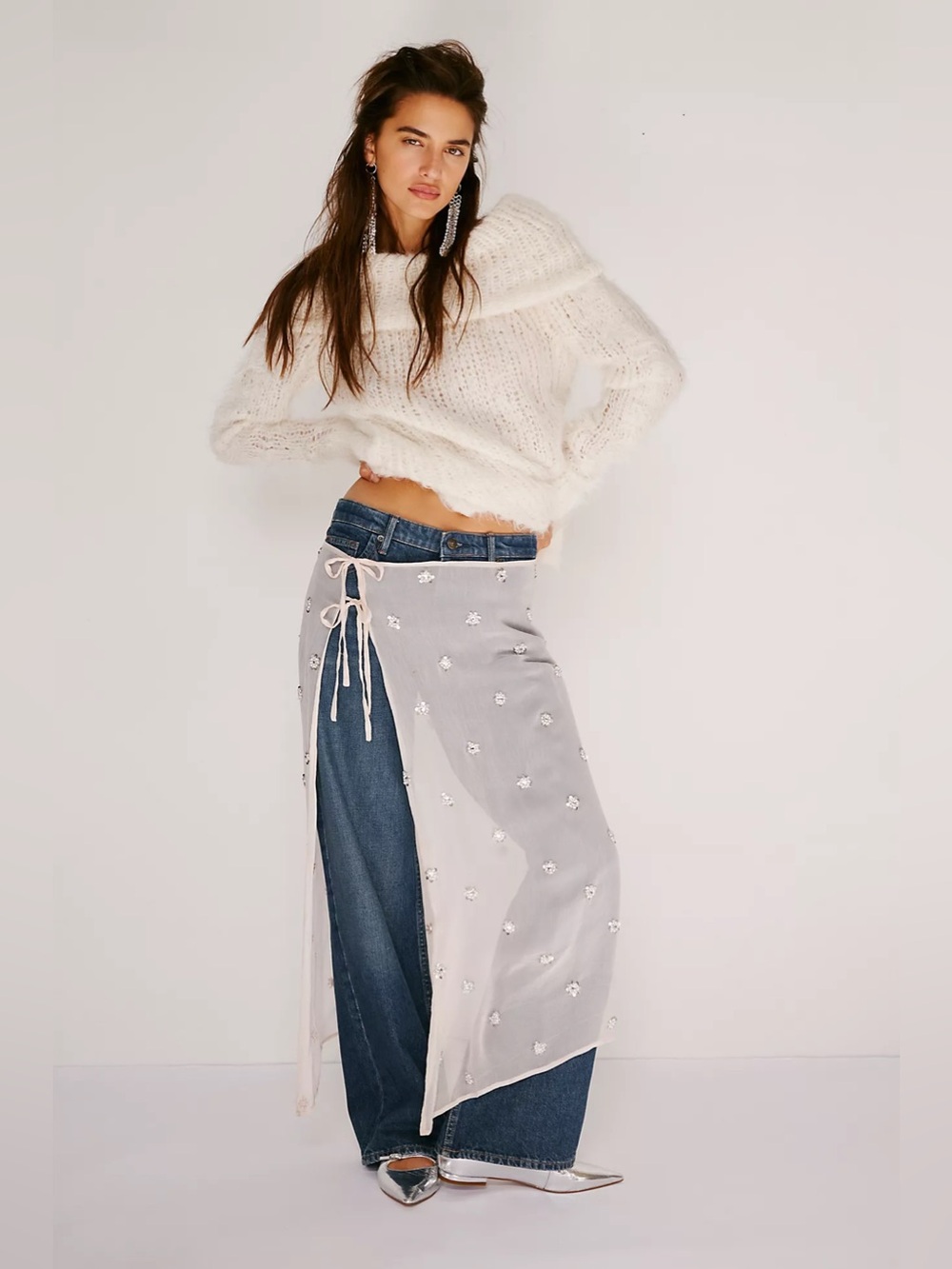 FREE PEOPLE Embellished Apron Sarong